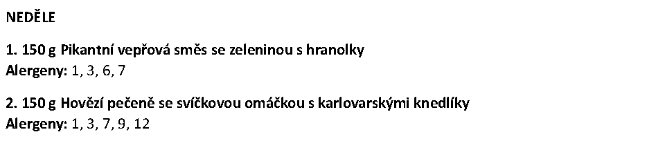 Nabídka jídel na neděli